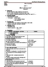Giáo án Tiếng anh lớp 3 - Unit 4 How old are you - Nguyễn Thị Phương An